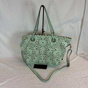 ALDO Mint Green Laser Cut Tote w/ Removable Pouch & Crossbody Strap